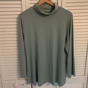 J Jill Luxe Supima Shirttail Turtleneck Tunic Size XLP PXL XL Petite Sage‎ Green